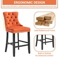 thumbnail image 5 of Bar Stools Set of 2, LEGAHOME Velvet Counter Height Bar Stools with Back, Button Tufted Upholstered Kitchen Island Chairs with Nailhead Trim, Solid Wood Legs, Footrest, Orange, 5 of 9