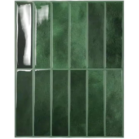 Econat Peel & Stick Backsplash Tiles, 5-Pack 3D Green Self-Adhesive Wall Panels, Heat-Resistant, 11.42" x 9.06"