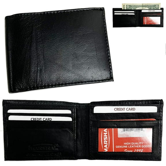 RFID Wallet Blocking Genuine Leather Mens Bifold Money Credit Card Safety Black