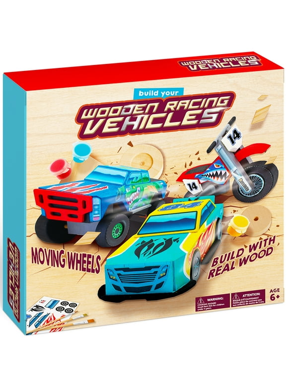 Syncfun Painting Kits For Kids, Paint Your Own Wooden Race Car Art & Craft Kit, Paint Craft Kit Gifts For Kids And Boys Ages 6 8 10 12