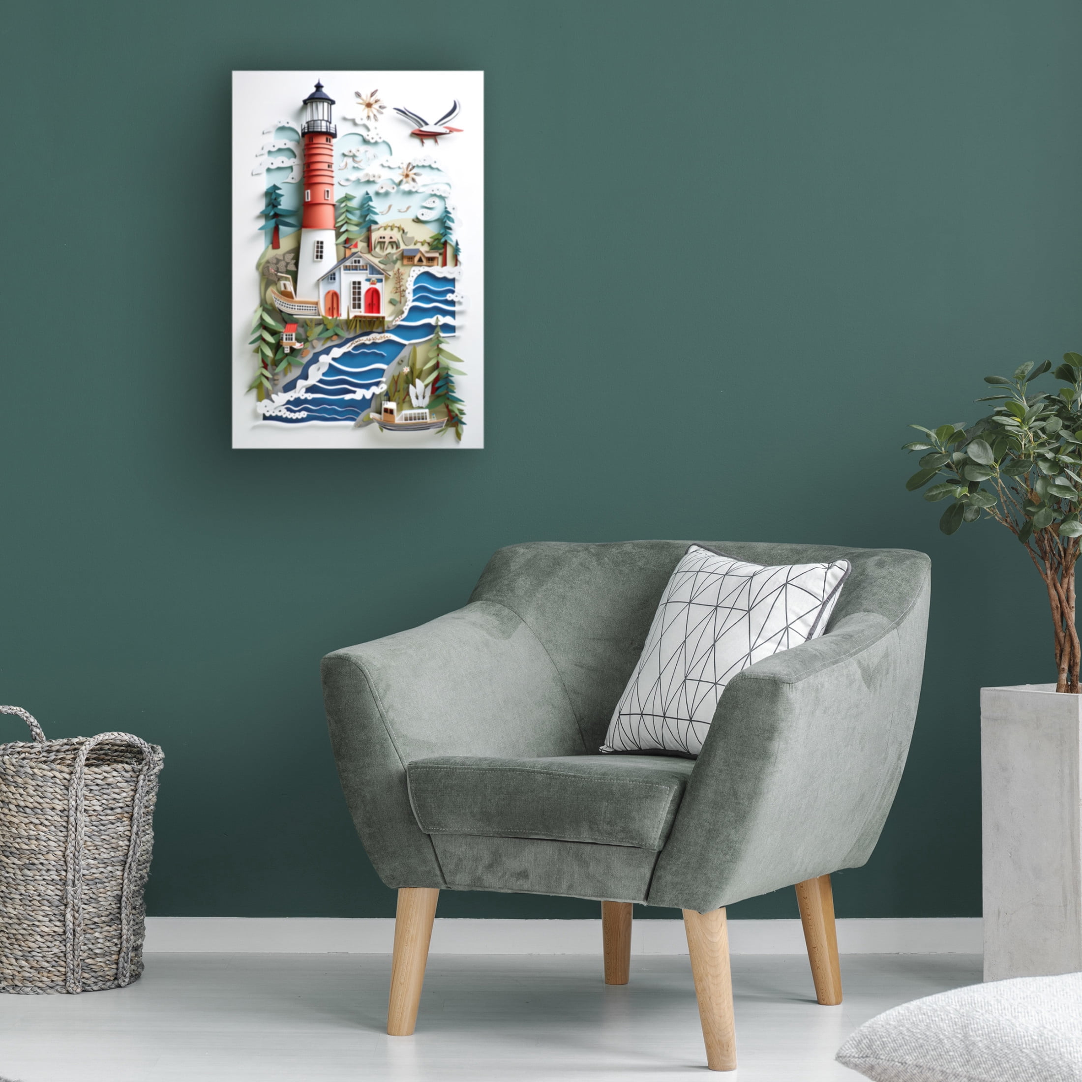 Canvas Wall Art - Ray Heere 'Paper Art Coastal Scene 21' Wall Art for Living Room, Bedroom, or Office Décor by Trademark Fine Art - 30 x 47 Inches
