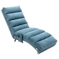 thumbnail image 2 of Linen Chaise Indoor Long Lounge Chair, Upholstered Recliner Chair with Metal Legs and Side Pocket, Ergonomic Massage Sofa Chair, Leisure Chair for Living Room, Bedroom and Dorm, Blue, 2 of 7