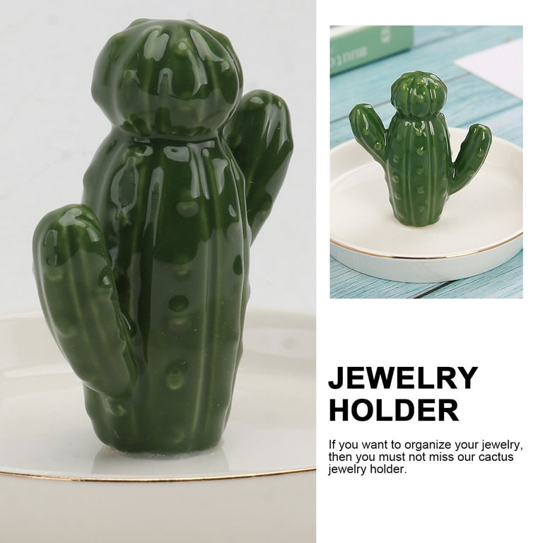 1Pc Cactus Ring Holder Ceramic Jewelry Box Decorative Ring Dish