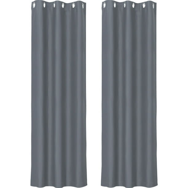 Ventana Cortina Panel Varilla Bolsillo Pequeño Sólido Termal Aislado Cortina Cortina para Bañoroom Cocina Cortinas 2 Paneles gris 42 x 84 pulgadas