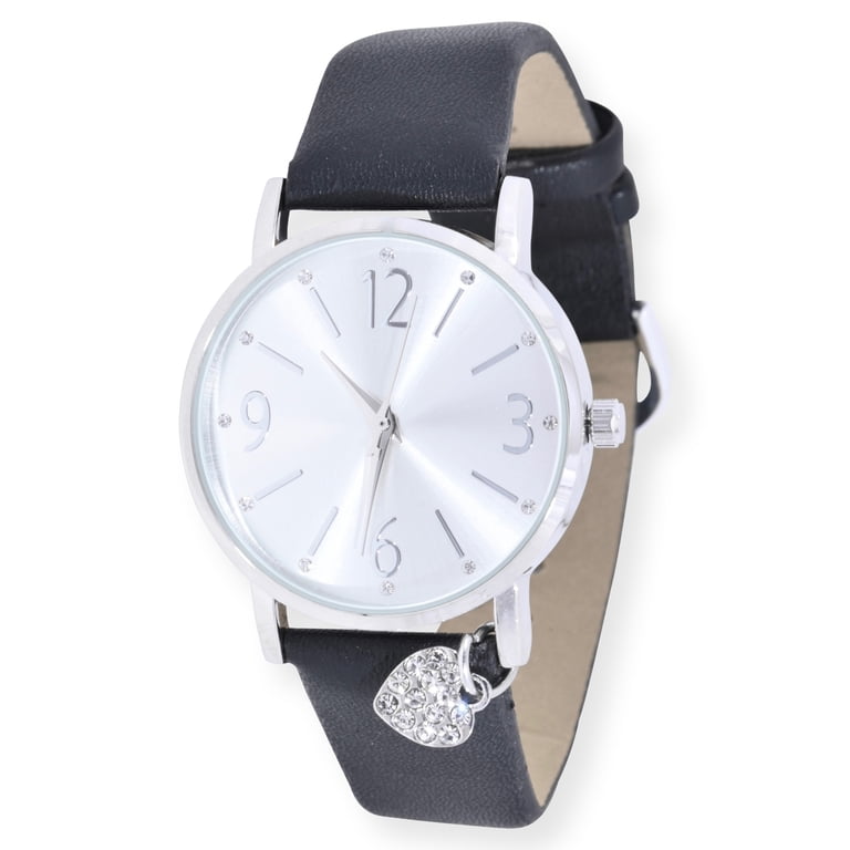 Time and Tru Women's Silver Watch with Crystal Heart Charm photo 1