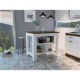 thumbnail image 5 of Atlin Designs Engineered Wood White/Walnut Kitchen Island Rectangular Easy to Assemble, 5 of 13