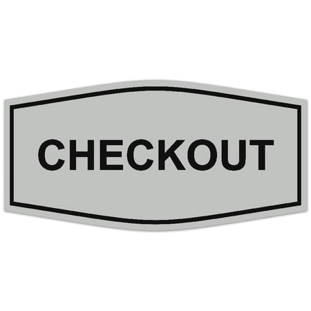 Signs ByLITA Fancy Checkout Sign - Laser-Engraved Lettering | Durable ABS Plastic | Vibrant Colors | Powerful Foam Tape (Lt Gray) - Small