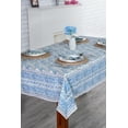 thumbnail image 4 of Ridhi - Asparagus Green Air Force Blue 60x60 Inch Square Cotton indian block print dining tablecloth, 4 of 5