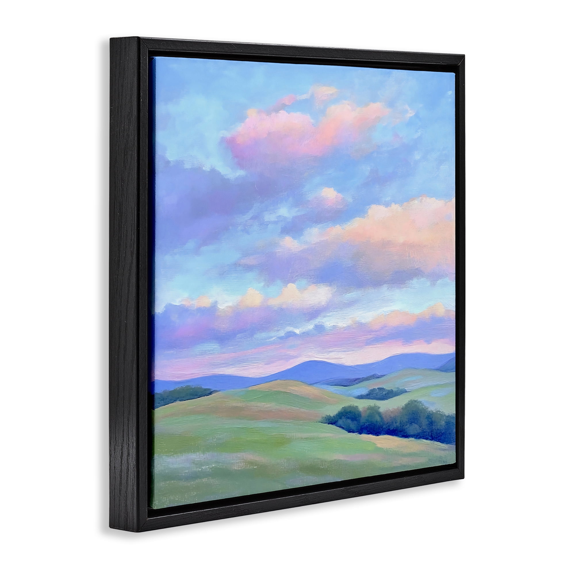 Stupell Industries Rolling Hills with Soft Sunset Black Framed Floater Canvas Wall Art, design by Creative Studio