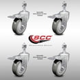 thumbnail image 2 of 4 Inch SS Gray Polyurethane ½ Inch Threaded Stem Caster Set Total Lock Brake, 2 of 2