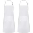 thumbnail image 1 of (Blanc) Lot de 2 Tabliers à Double Boucle Réglable Imperméables avec 2 Poches pour Cuisine Barbecue Dessin, Femmes Hommes Chef, 1 of 5