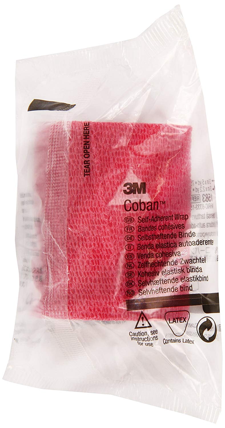 3M Coban Cohesive Bandage Red NonSterile 3" X 5 Yd 24 /Case 1583R