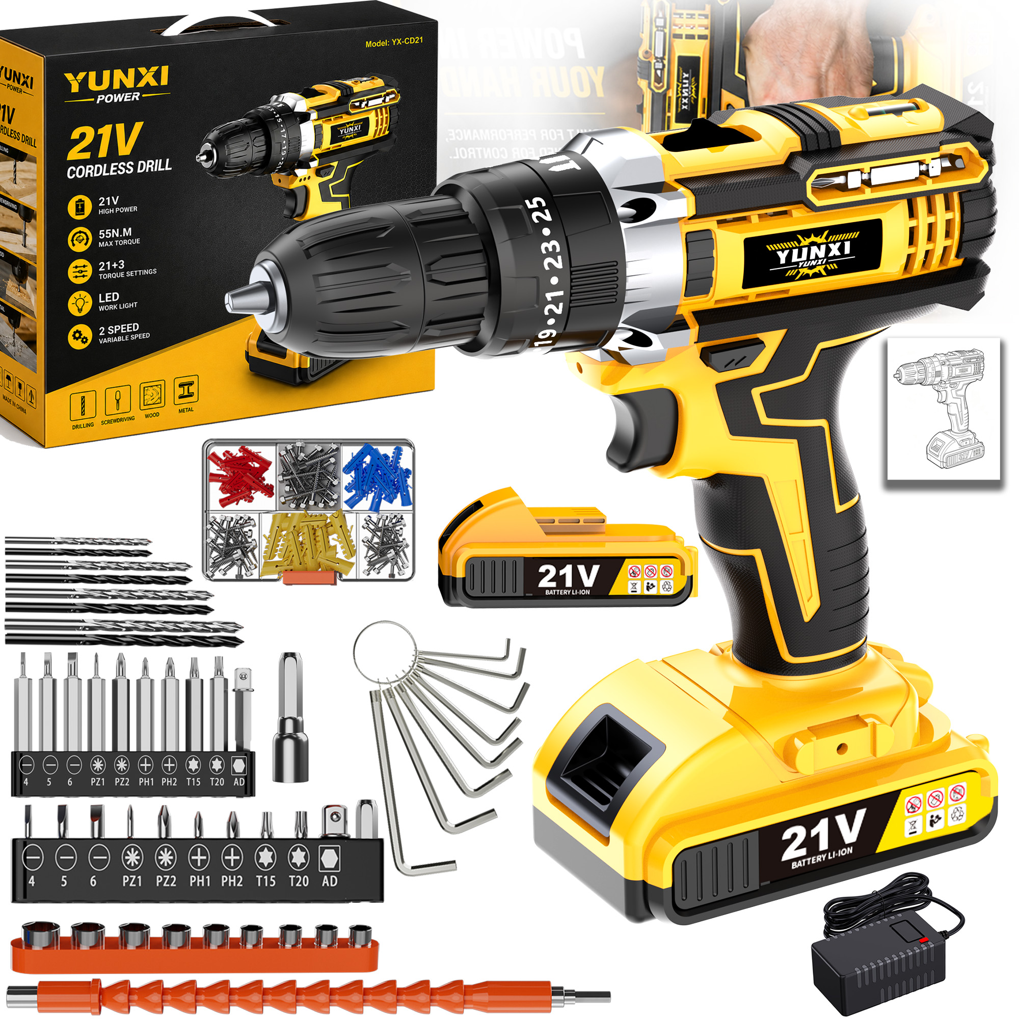 Cordless Power Drill, Lightweight Portable Tool for Home & Car Repair
