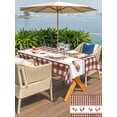 thumbnail image 4 of Farmhouse Orange Plaid Outdoor Tablecloth - 60x120 Inch Rectangle Dining Table Cover, Vintage Country Cock Checkered Waterproof Outdoor Table Cloth with Umbrella Hole & Zipper for Picnic/Patio/Party, 4 of 7