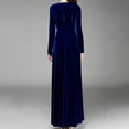 thumbnail image 3 of Robe de Fête à Manches Longues en Velours Doré pour Femmes, Col en V, Couleur Unie, Automne et Hiver, 3 of 9
