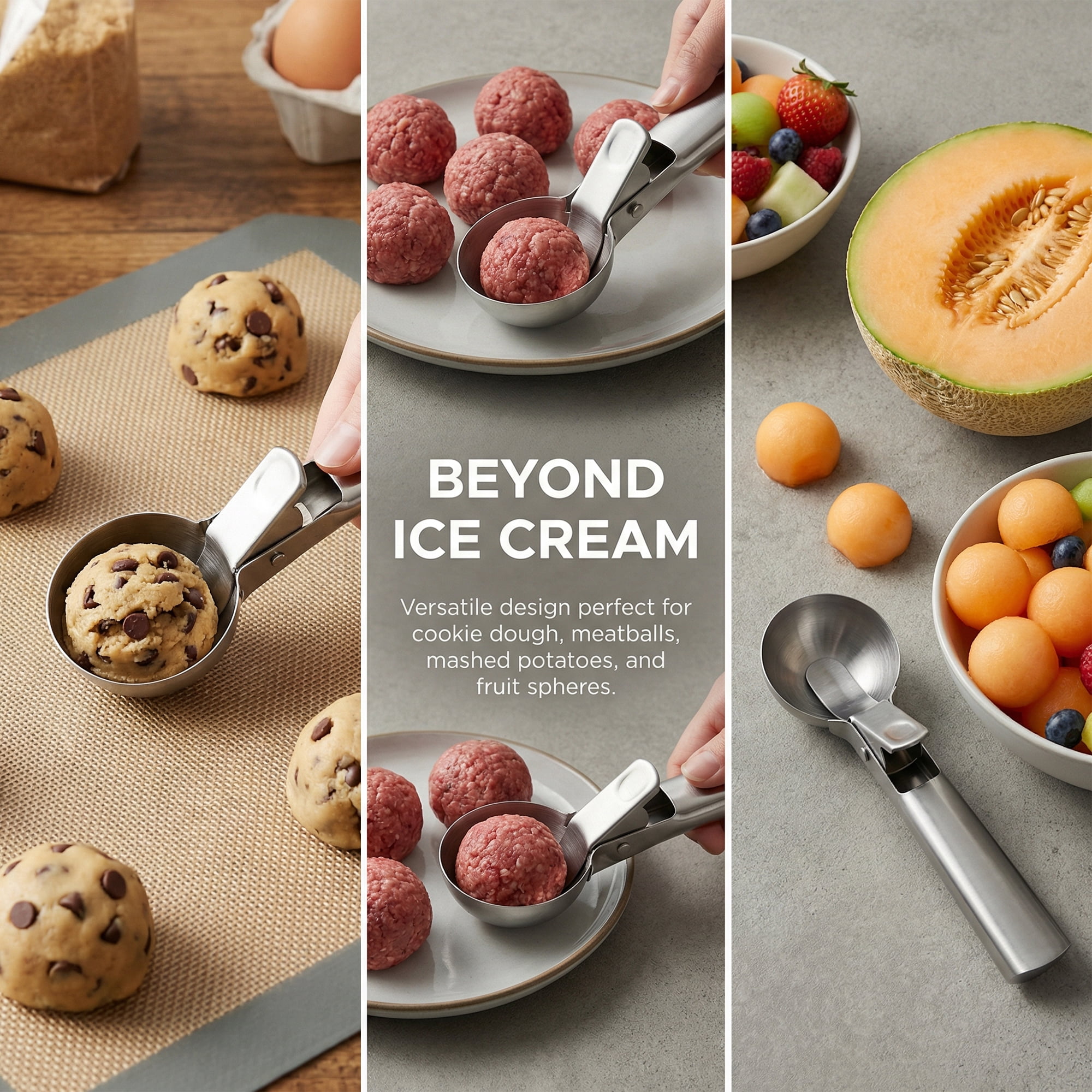 Unique Bargains Stainless Steel Ice Cream Scooper with Handle Silver