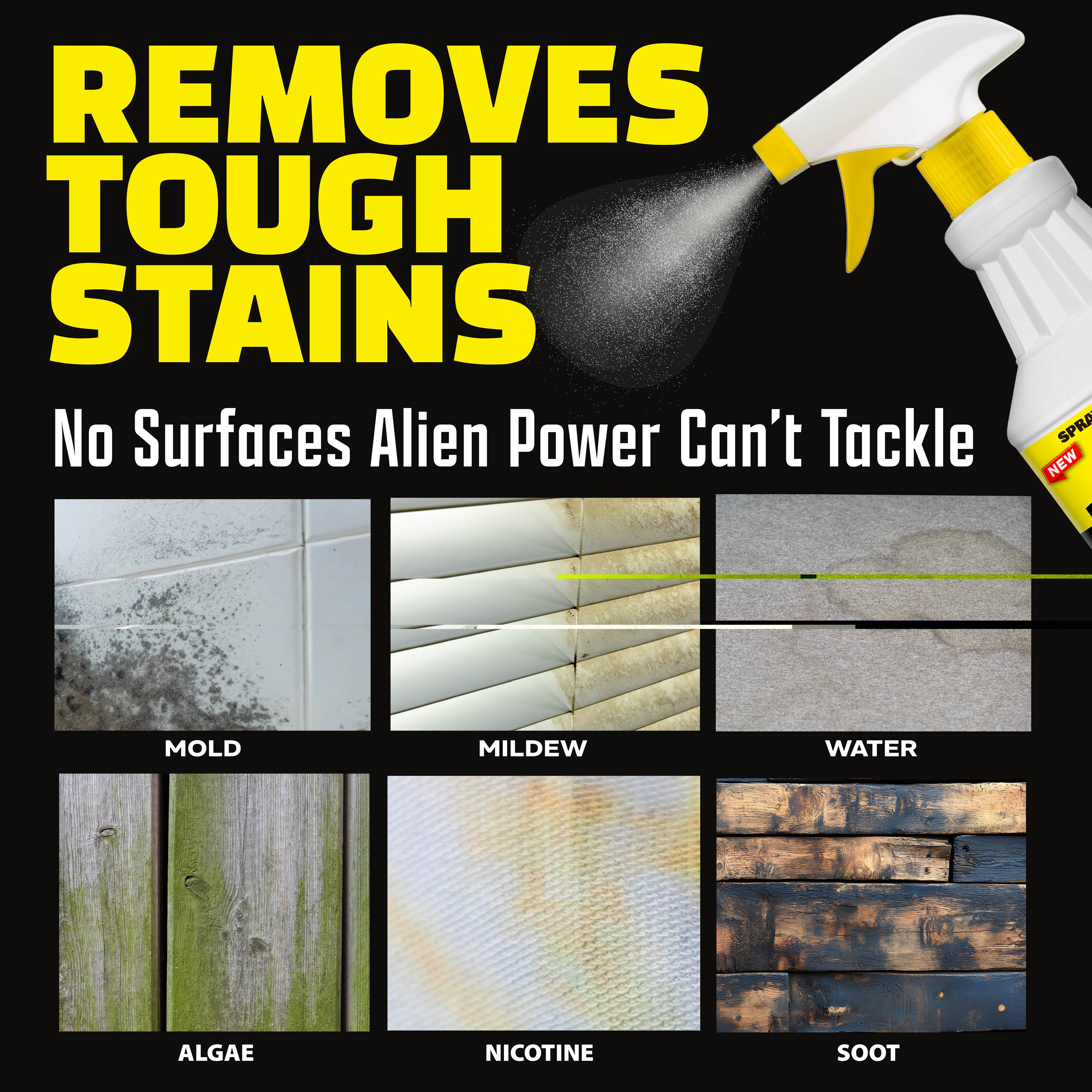 Alien Power Super Concentrated Multi-Purpose Stain Remover Set Mold Mildew Water Algae Cleaner Kit Spray Bottle