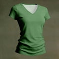 thumbnail image 4 of Womens Short Sleeve T Shirts V Neck Tops Summer Trendy Comfy Casual Basic Tee Shirt,S, 4 of 4