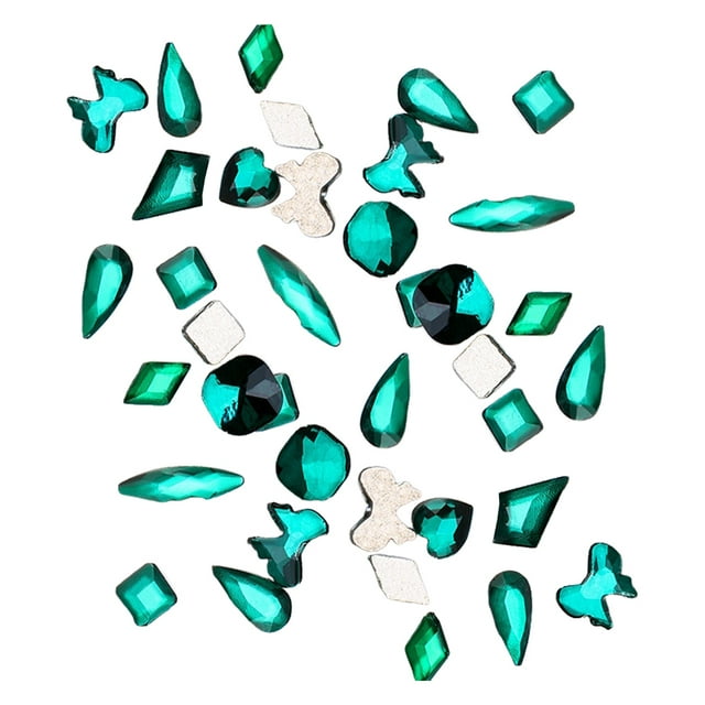 Conjunto de cristal Vogacara 50 piezas brillo 3D puntas decoración uñas arte diamantes de imitación verde malaquita