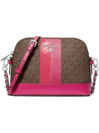 Michael Kors Jet Set Charm Signature Mk Logo Large Pink EW Camera Crossbody Bag - Deep Fuchsia Multi