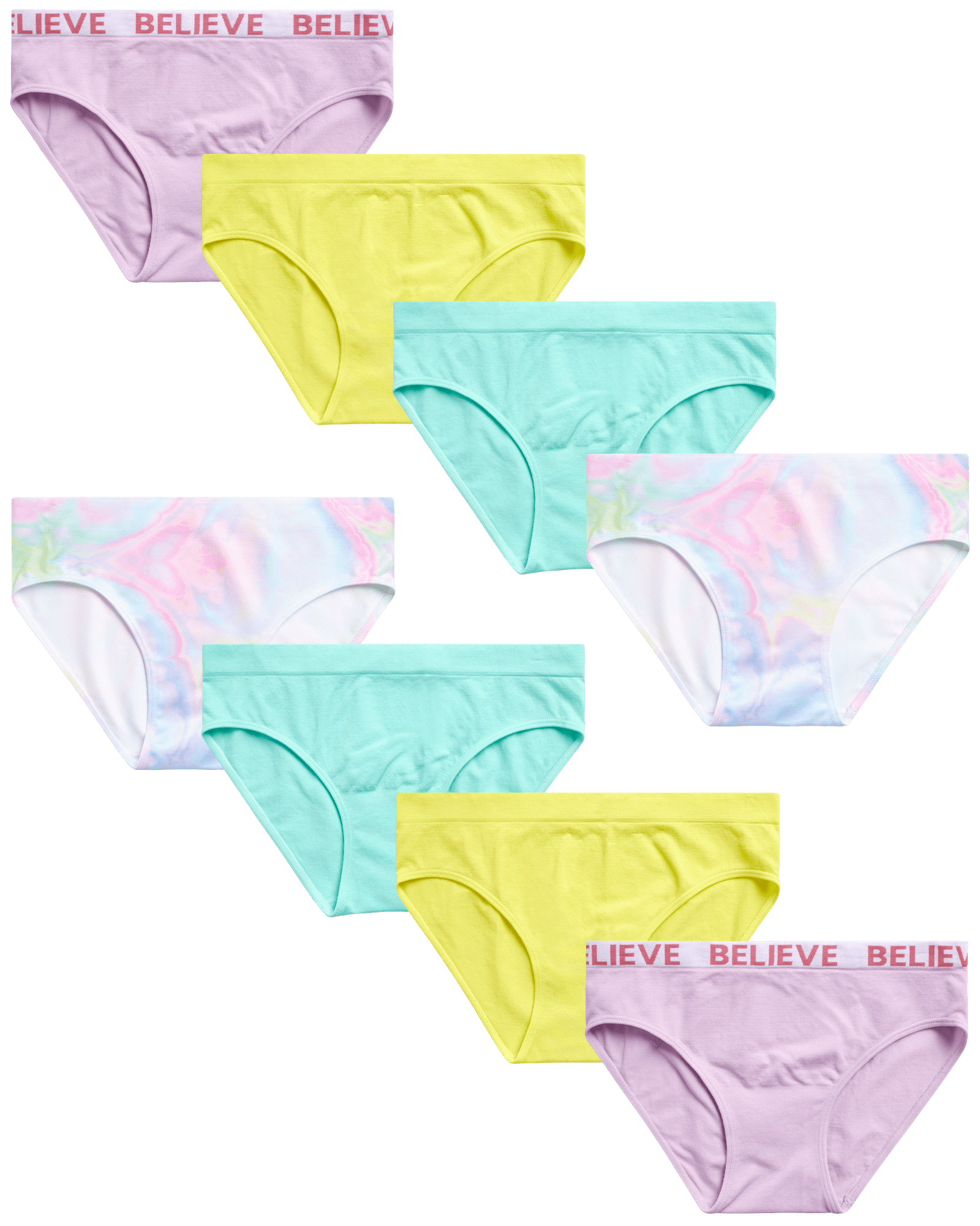 Sweet & Sassy Girls' Seamless Bikini Underwear Panties (8 Pack
