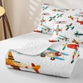 thumbnail image 4 of Erosebridal Cartoon Vintage Plane Quilt King for Boys Men, Cartoon Star Print King Coverlet Set, 3pcs, 4 of 7