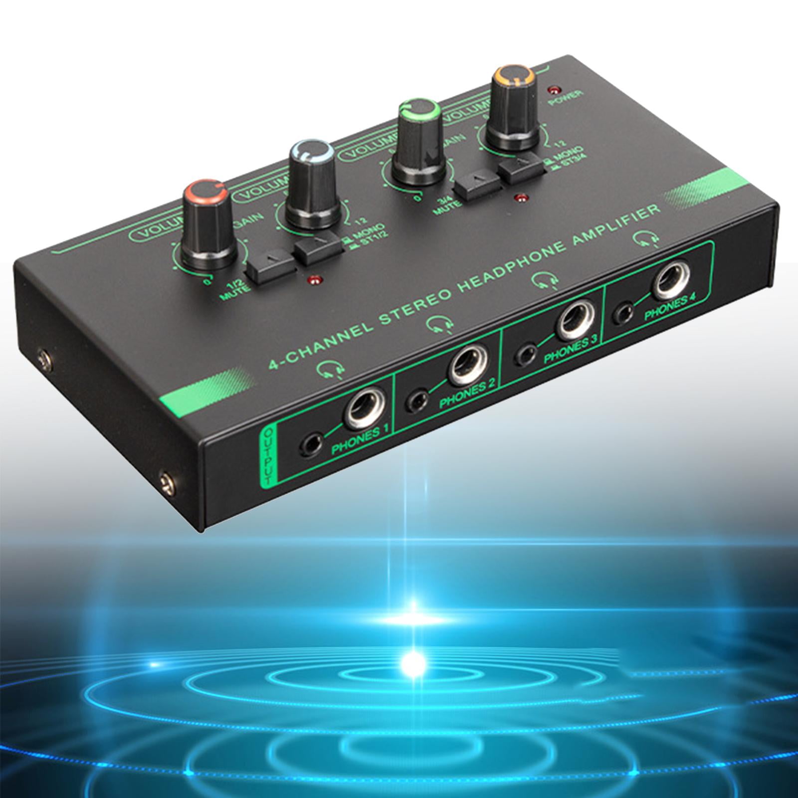 4 Channels Headphone Power Amplifier Mini Headphone Amplifier Headphones Output Jack Metal