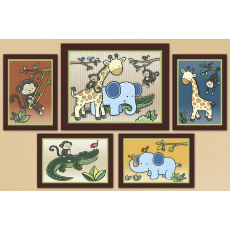 Jungle Friends Animal 123 Baby Kids Nursery Art Prints Monkey
