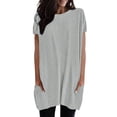 thumbnail image 1 of Ketyyh-chn99 Chandail en Molleton pour Femmes Dames Décontracté Ample Été Manches Courtes Tunique Décontractée Hauts Confortables Col Rond Gris,P, 1 of 5
