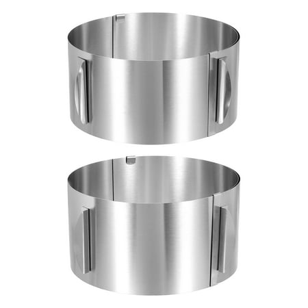 

2Pcs 6 to 12 Cake Ring 10cm /11cm High Adjustable Round Cake Ring Stainless Steel Mousse Baking Moulds