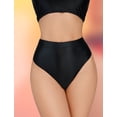 thumbnail image 3 of Ausing Oil Glossy Briefs for Women Shiny Smooth Panties Seamless Stretch High Waisted Underpants High Cut Soft Comfort Underwear Rave Bottom Black S, 3 of 6