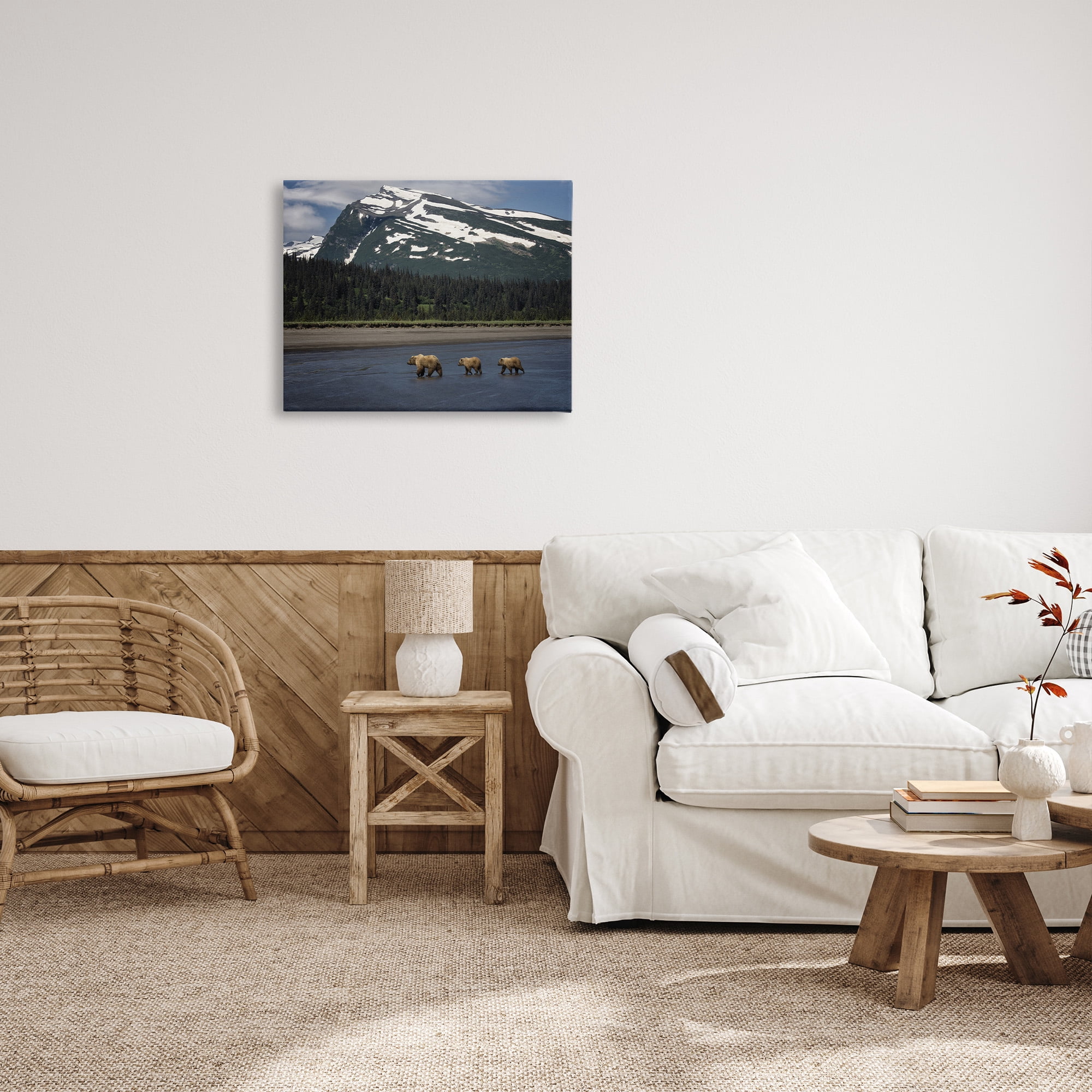 Stupell Industries Bears Crossing Icy River Landscape Photography Gallery Wrapped Canvas Art Print Wall Art, 30 x 24