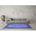 thumbnail image 3 of Ahgly Company Machine Washable Indoor Square Oriental Blue Traditional Area Rugs, 8' Square, 3 of 4