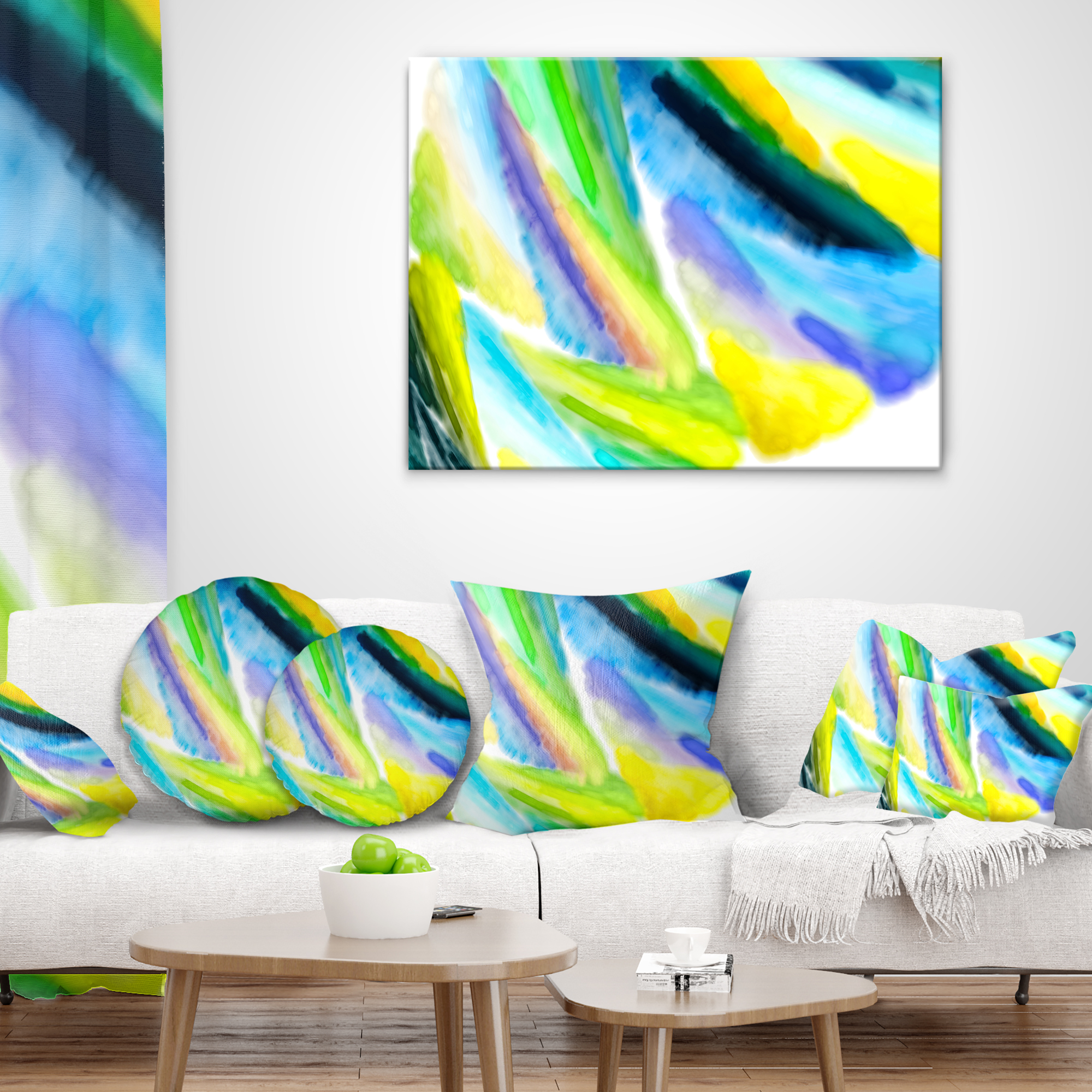 Designart Green Vibrant Brushstrokes - Abstract Throw Pillow - 12x20