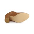 thumbnail image 5 of BLISSFUL STEP Women's Boots Heart Buckle Side Zip Block Heels Ankle Boots Brown 9, 5 of 7