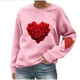 thumbnail image 3 of RKSTN Women's Valentine's Day Sweatshirts Oversized Crewneck Valentines Heart Graphic Print Hoodless Sweatshirt Womens Casual Plus Size Round Neck Loose Comfy Sweatshirt Fall Spring Clothes, 3 of 6