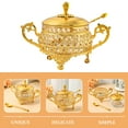 thumbnail image 3 of Luxshiny 1 Set Sugar Jar With Lid And Spoon Glass Storage Jar Golden Hue For Home And Dining Room Use, 3 of 6