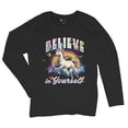 thumbnail image 5 of Believe in Yourself Unicorn Women's Long Sleeve T-shirt Colorful Rainbow Magical Pony, 5 of 7