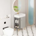 thumbnail image 5 of 21.6" Bathroom Vanity with Ceramic Sink, Freestanding Bathroom Vanity with Open-Shelving Natural Wood Vanities Cabinet Soft Closing Door Left Storage for Small Bathroom Grey, 5 of 12