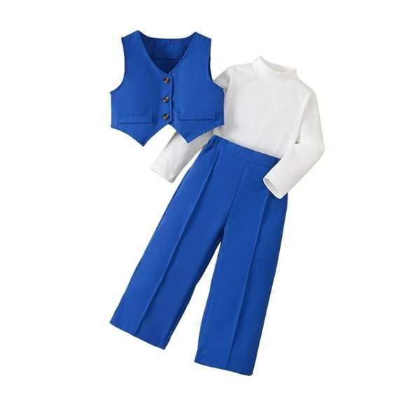 Afdoent Toddler Baby Girl Clothes Boys Girls Vest Suits 3 Piece Outfit Tuxedo Set For Kids Formal Suit With Shirt And Pants Shirt Set Cute Kids Clothes 12-24 Months