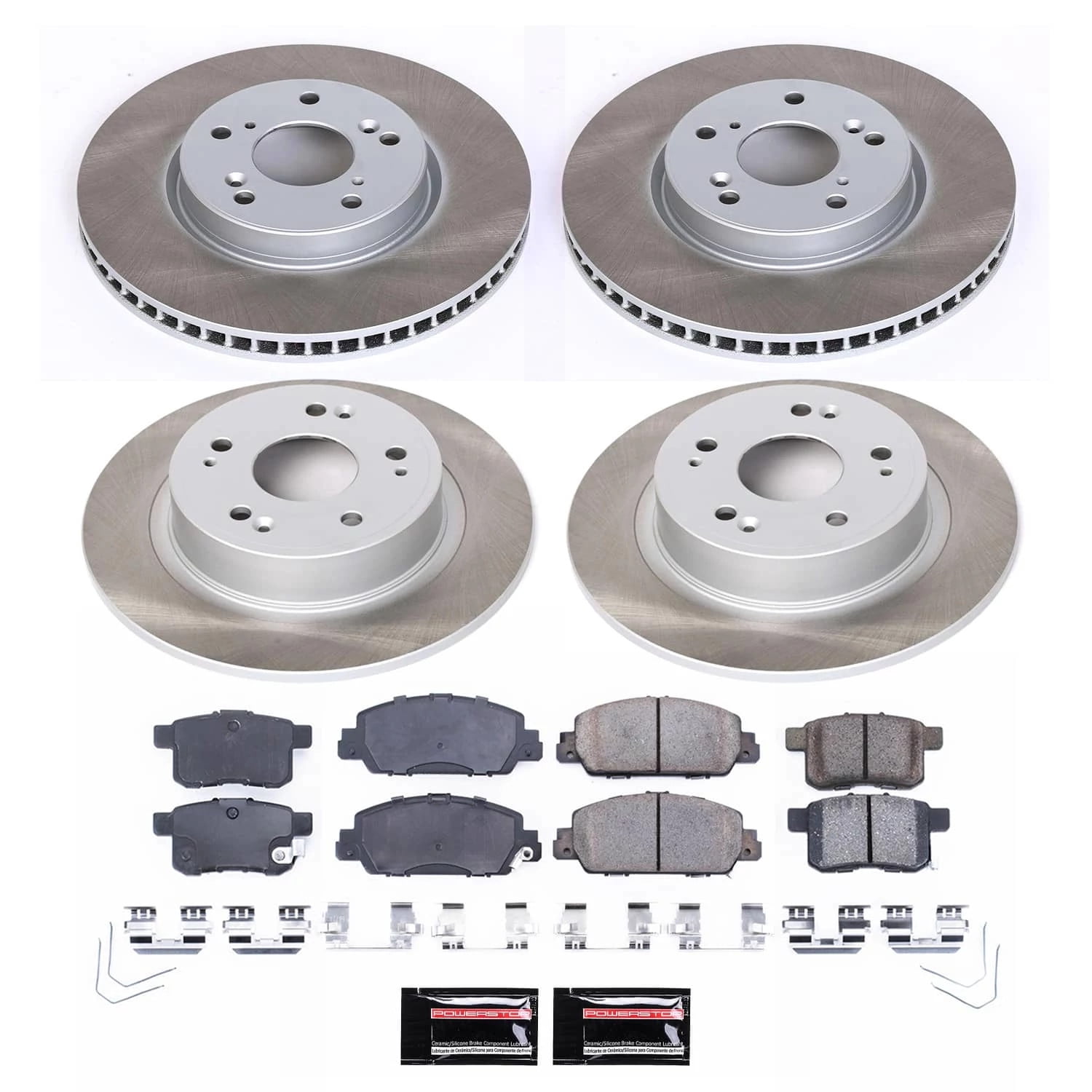 PowerStop Front and Rear Semi-Coated Rotor and Low-Dust Ceramic Brake Pad Kit SC6516