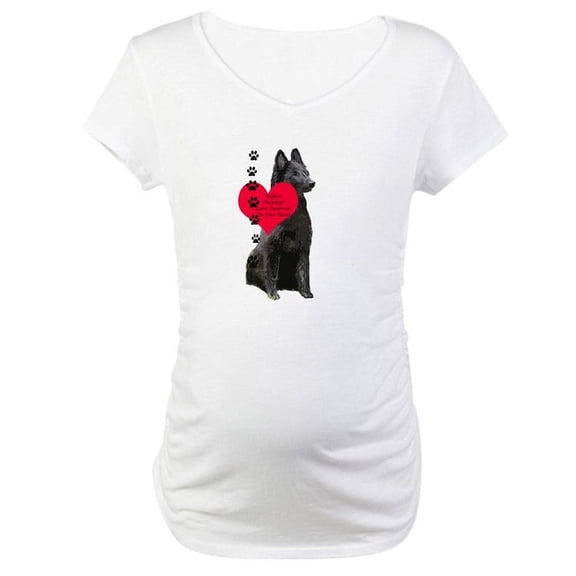 CafePress - Belgian Sheepdog Heart Maternity T Shirt - Cotton Maternity T-shirt, Cute & Funny Pregnancy Tee