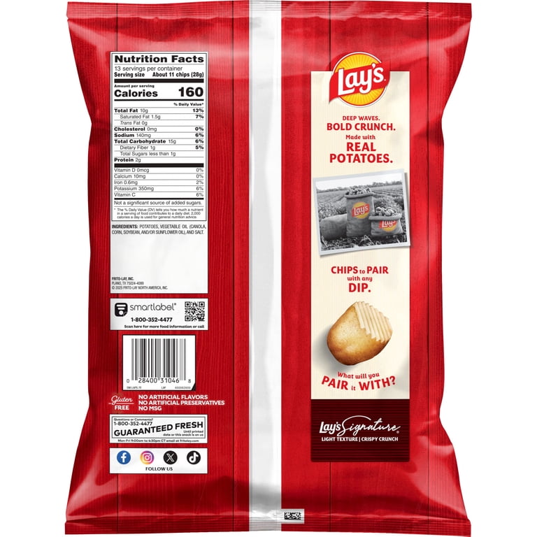 Lay's Wavy Original Potato Chips, Ideal for Dipping, Party Size