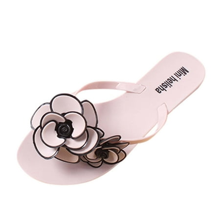 

Womens Floral Flip Flop Slippers 2023 Fashion Outdoor Beach Casual Shoes Summer Holiday Slip on Plats Slide Sandals