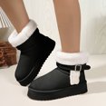 thumbnail image 3 of Rokment Platform Winter Snow Boots for Women Fuzzy Plush Lined Cold Weather Fashion Thermal Slip on Mid Calf Dress Ankle Booties Black Size 6, 3 of 8