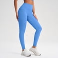 thumbnail image 6 of KANG Fashion Women's Seamless High Waist Yoga Pants Tummy Control Lifting Design 9 Inch Cropped Length Non See Through Stretchy Fitness Leggings For Pilates Running And Workout Sky Blue 6, 6 of 9