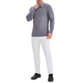 thumbnail image 2 of Camisa de polo de punto de negocios de color sólido de manga larga para hombre M gris, 2 of 6