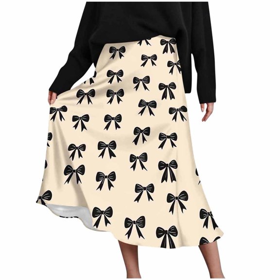 Levmjia Women's Midi Skirt Fashion Casual Polyester Flowy Skirt Zipper Floral Printed A-Line Skirt Flowing Vacation Daily Wear Summer