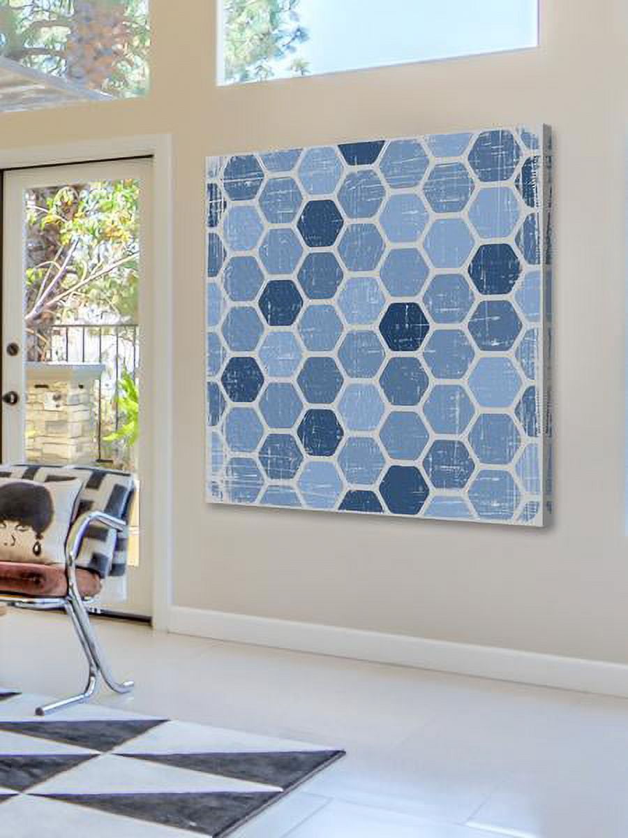 "Blue Honeycomb" Painting Print on Wrapped Canvas