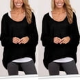 thumbnail image 3 of Women's Oversized Off Shoulder Pullover Tops Long Sleeve Loose Fit Waffle Knit Tops, 3 of 3